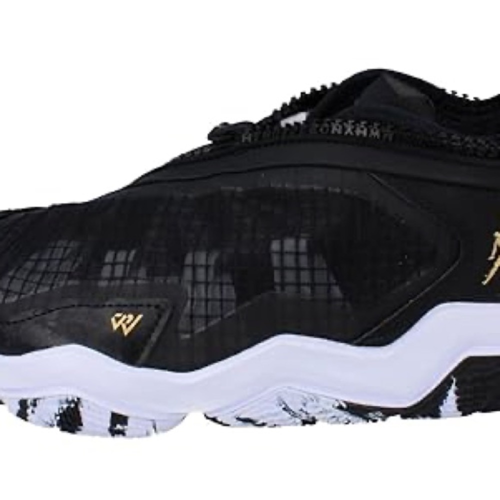 EUC Men's Size 9 Jordan Why Not .6 GS Black, Gold, and White Basketball Shoes